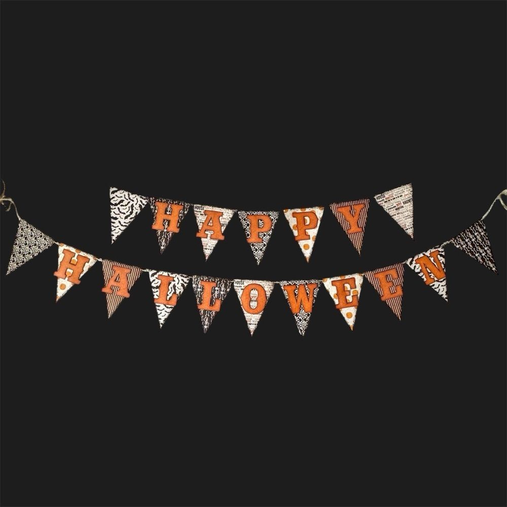 Happy Halloween Pennant Party Banner | Cardstock Scrapbook Paper Garland